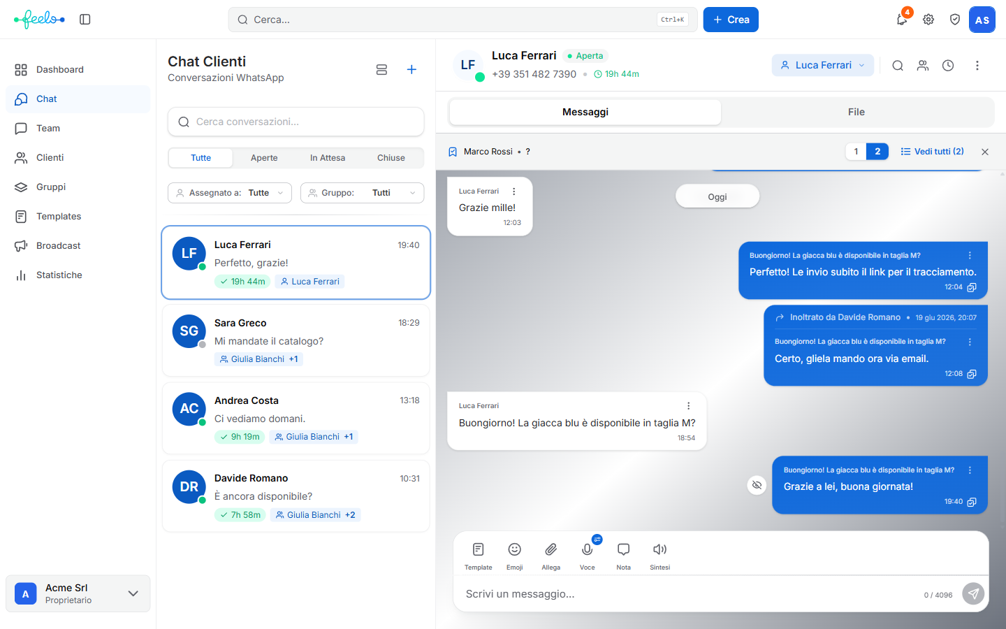 Feelo shared inbox